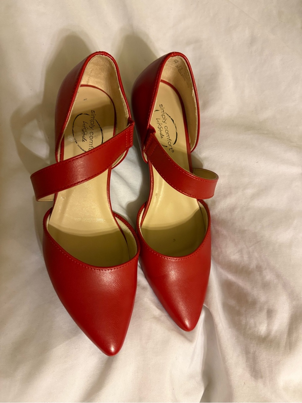 Red Pointed-Toe Mary Jane Flats